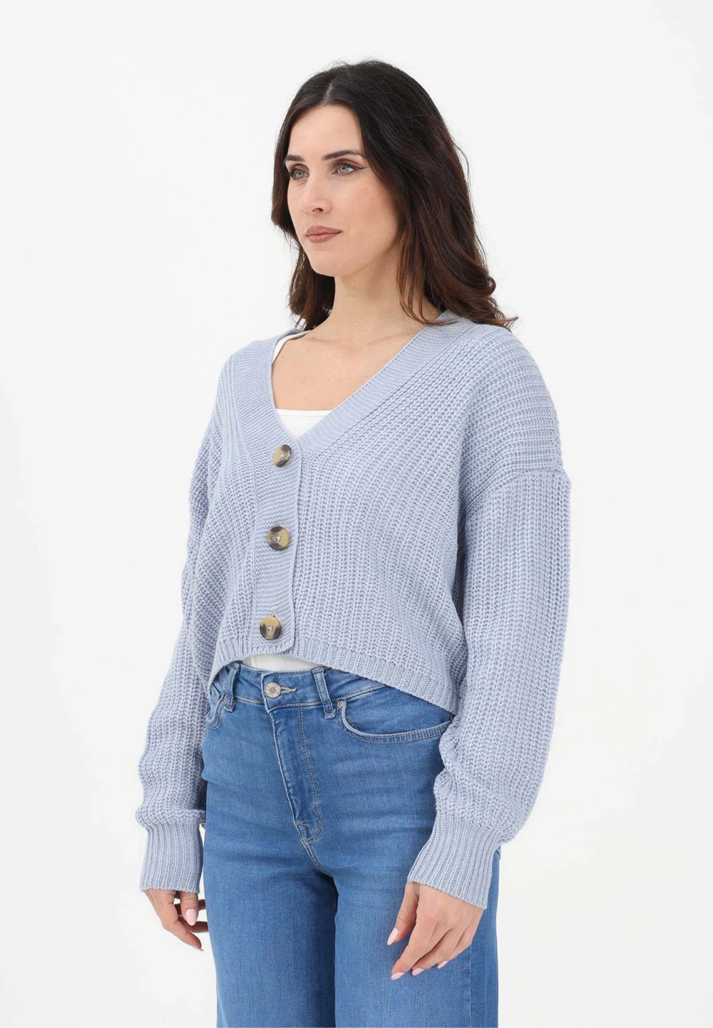 Zebra Fashion Light Blue Cropped Knit Cardigan - photo 2