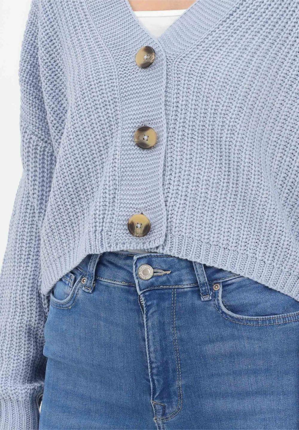 Zebra Fashion Light Blue Cropped Knit Cardigan - photo 3