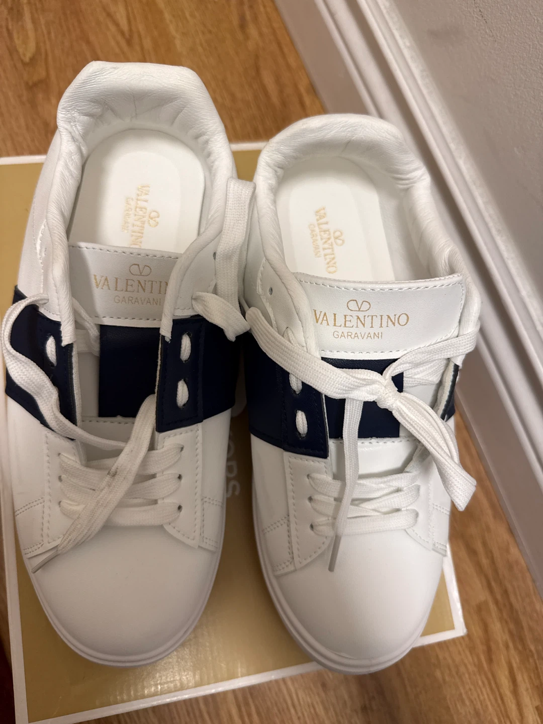 Valentino Garavani white and blue sneakers