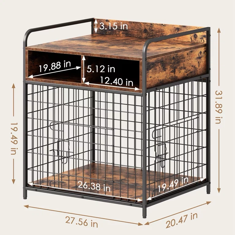 Small Dog Crate Furniture Wood Dog Cage Table - photo 2