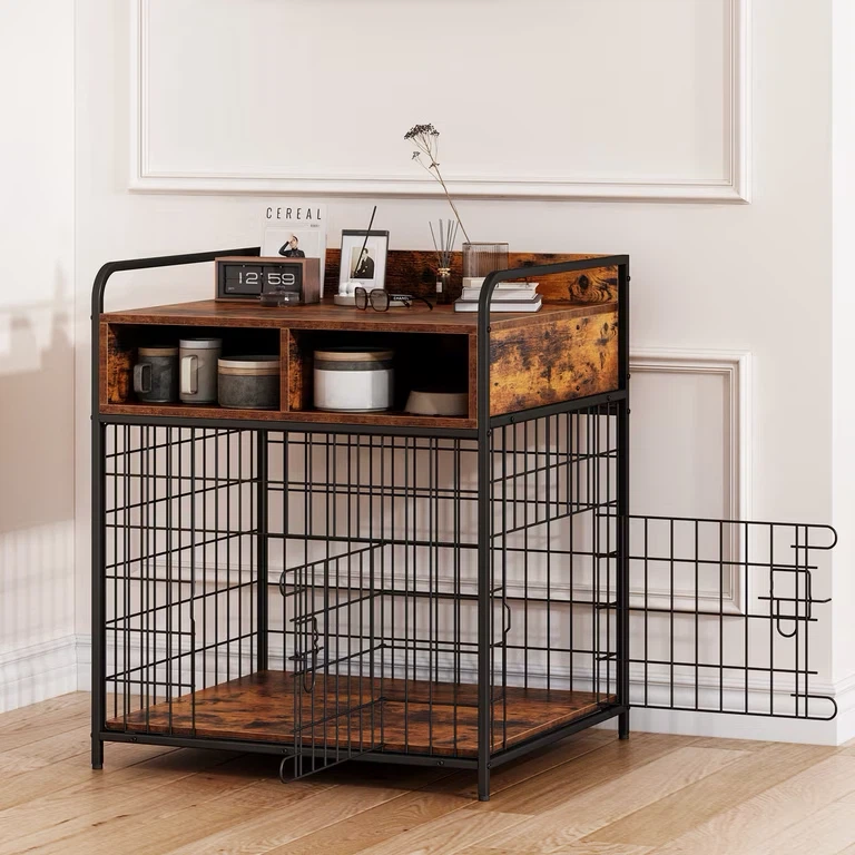 Small Dog Crate Furniture Wood Dog Cage Table - photo 3