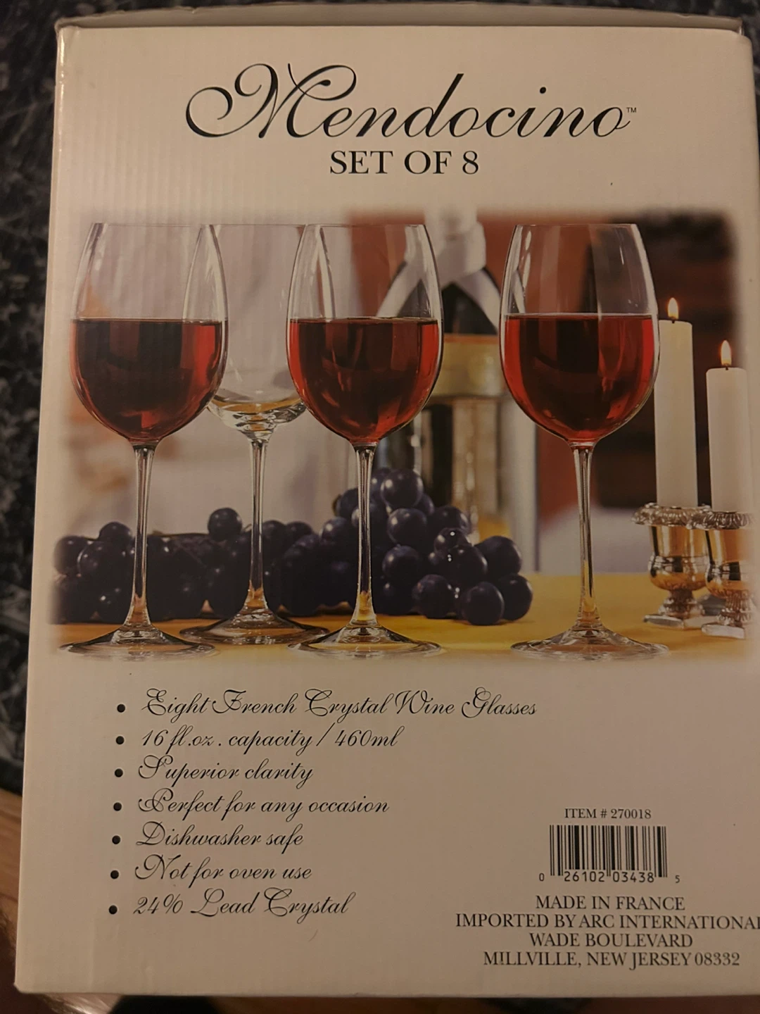 Cristal d'Arques Mendocino Wine Glasses - Set of 8