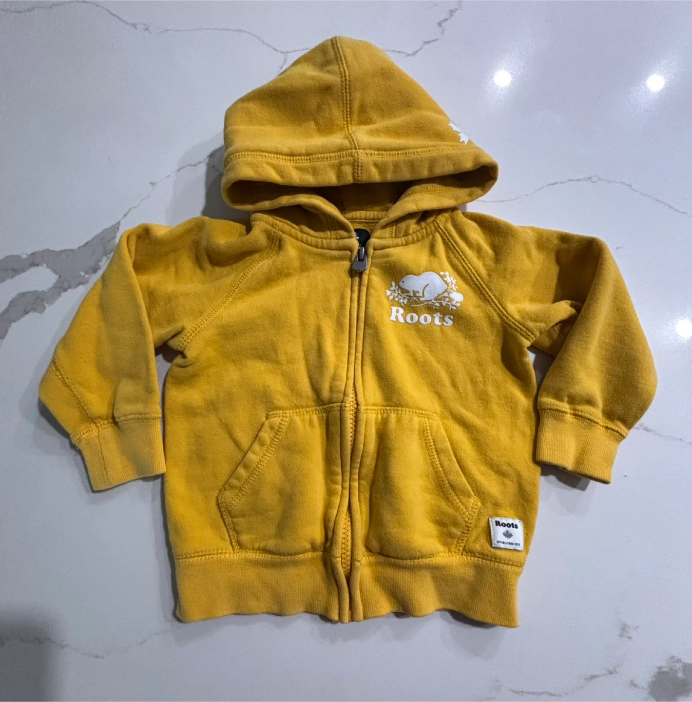 Roots Kids Yellow Zip-Up Hoodie size 2T Excellent Used Condition - photo 3
