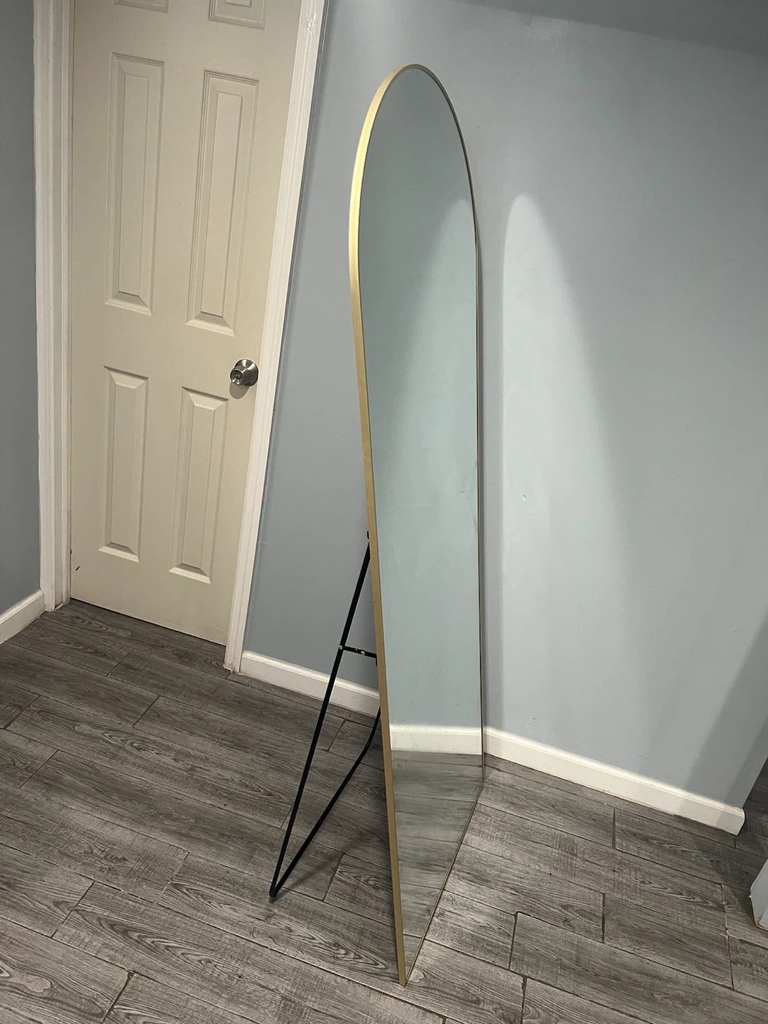 Arched Floor Mirror with Gold Frame