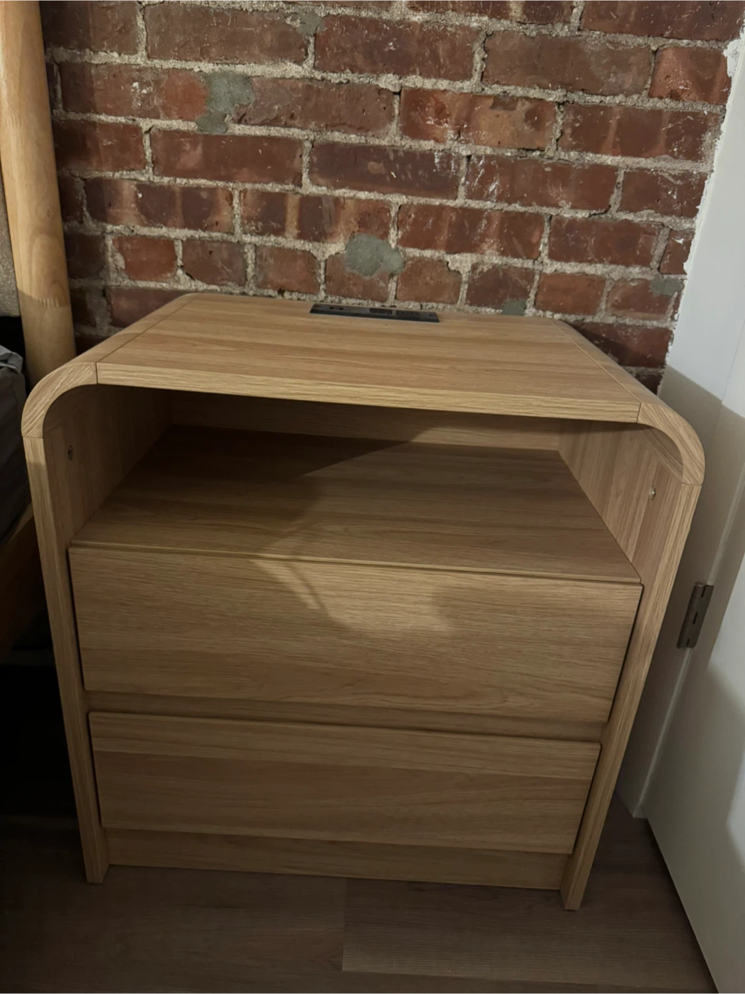 Modern Nightstand, Natural Oak