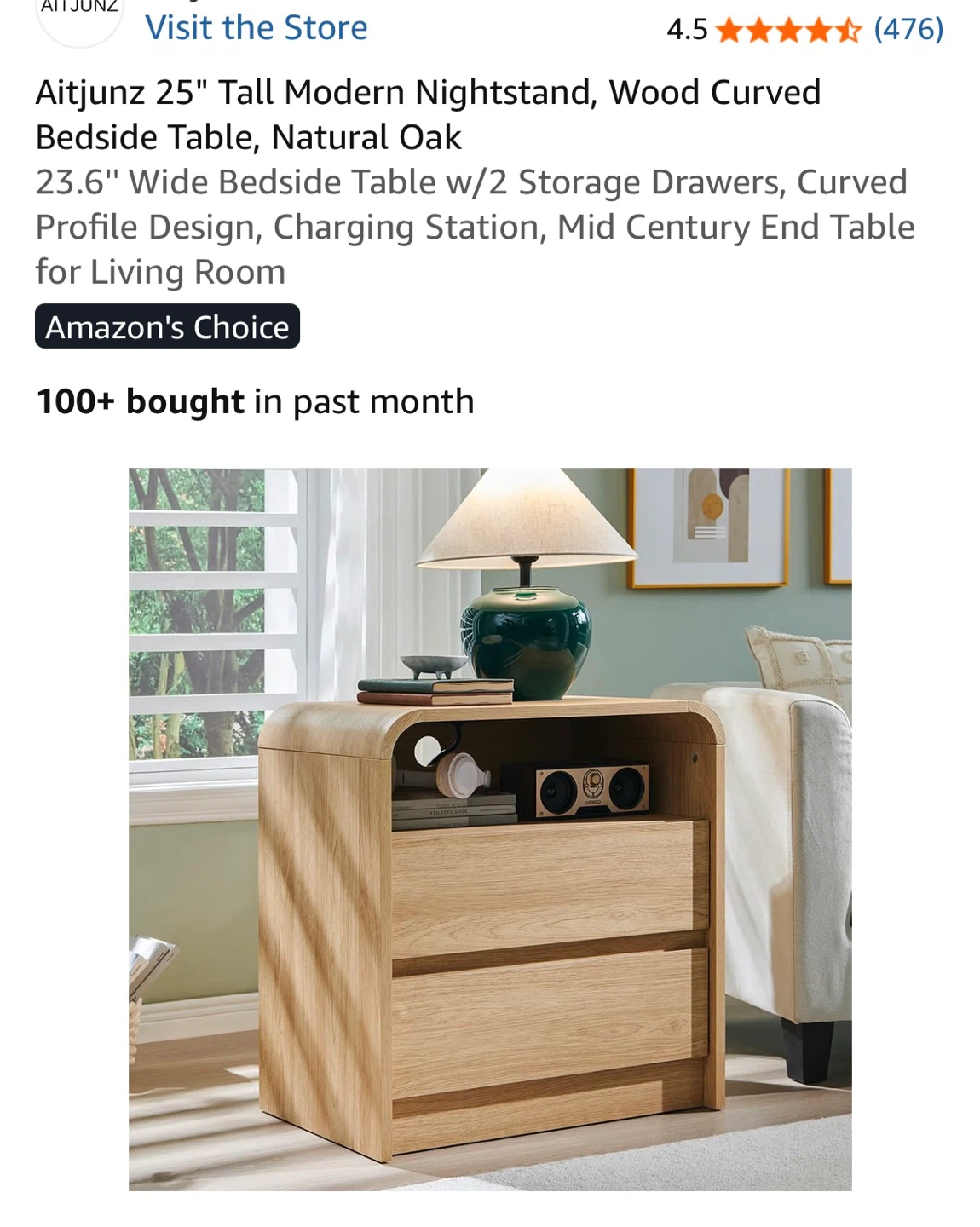 Modern Nightstand, Natural Oak - photo 3
