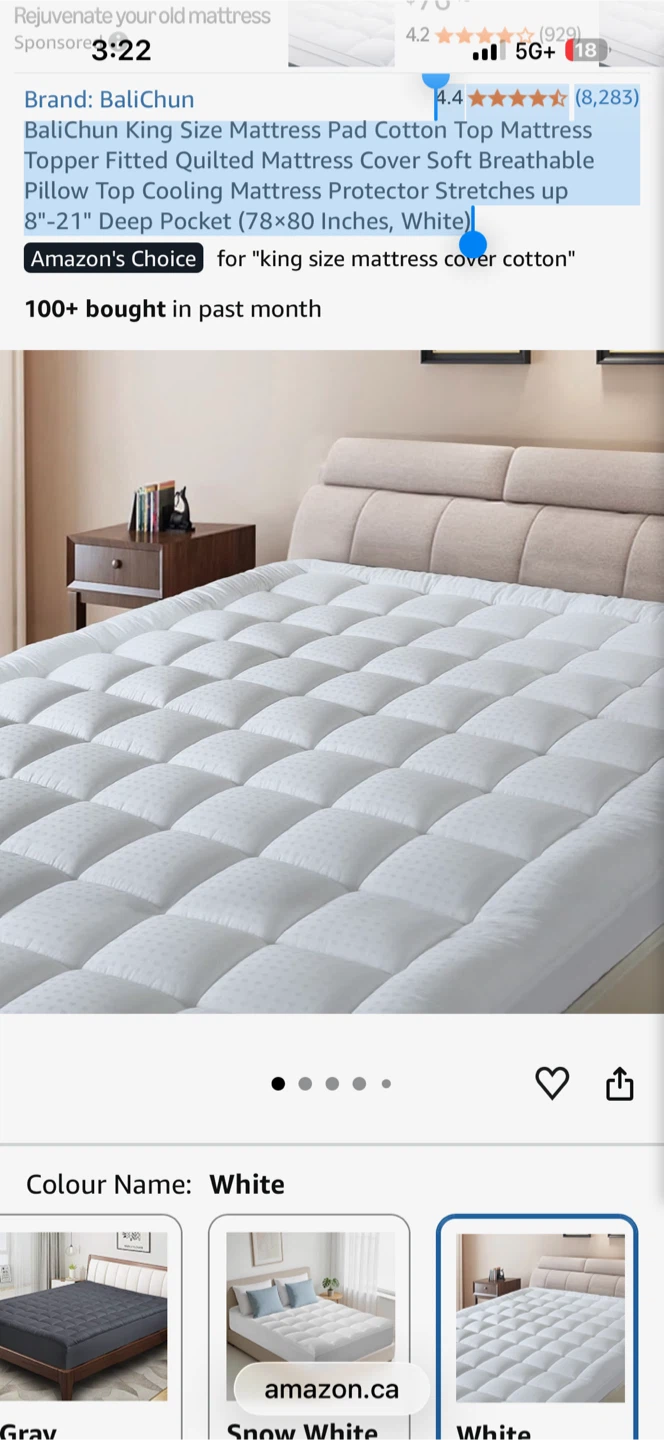 BaliChun King Size Cotton Top Mattress Pad