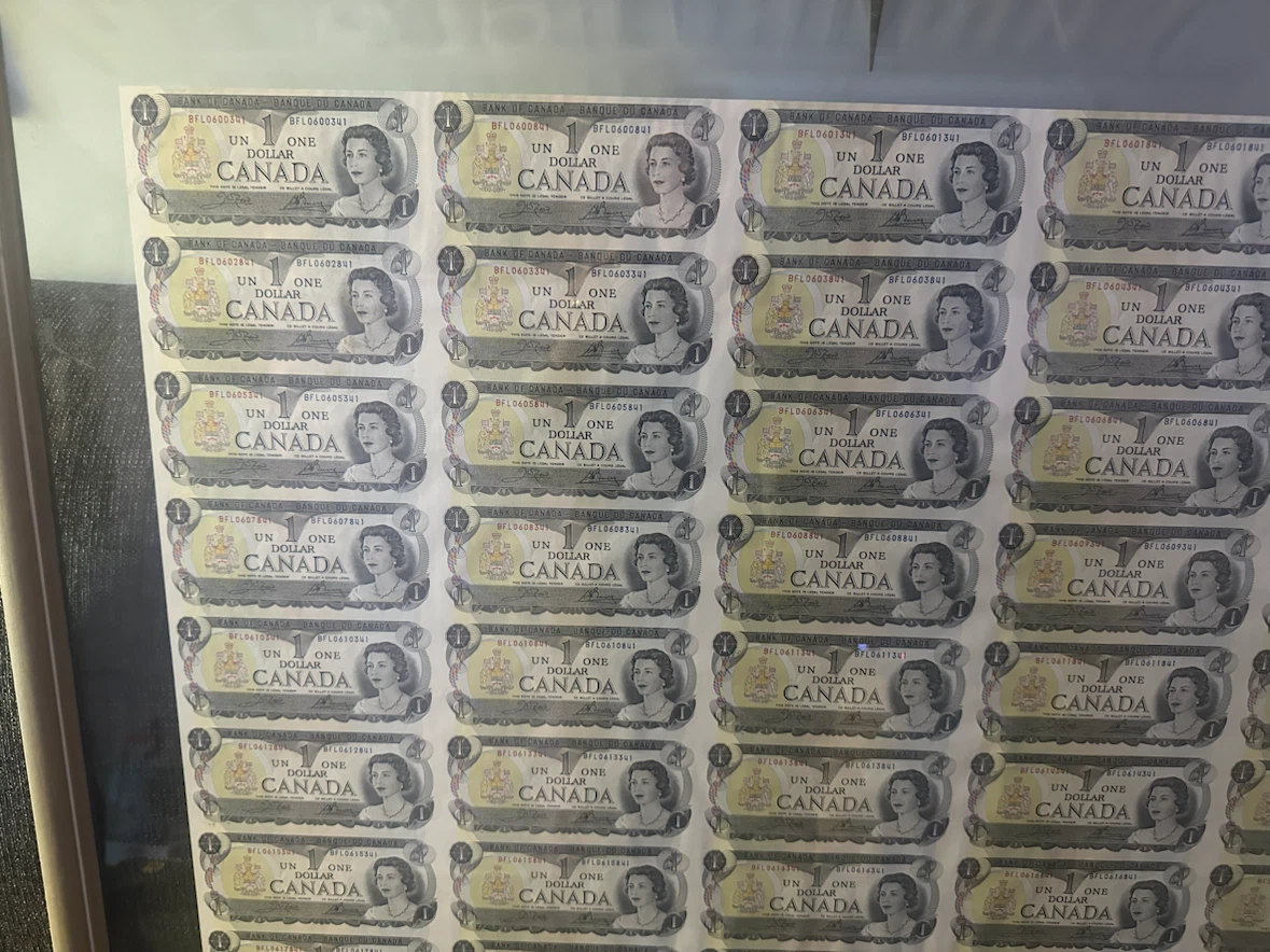 Framed Sheet of Canadian $1 Bills - photo 2