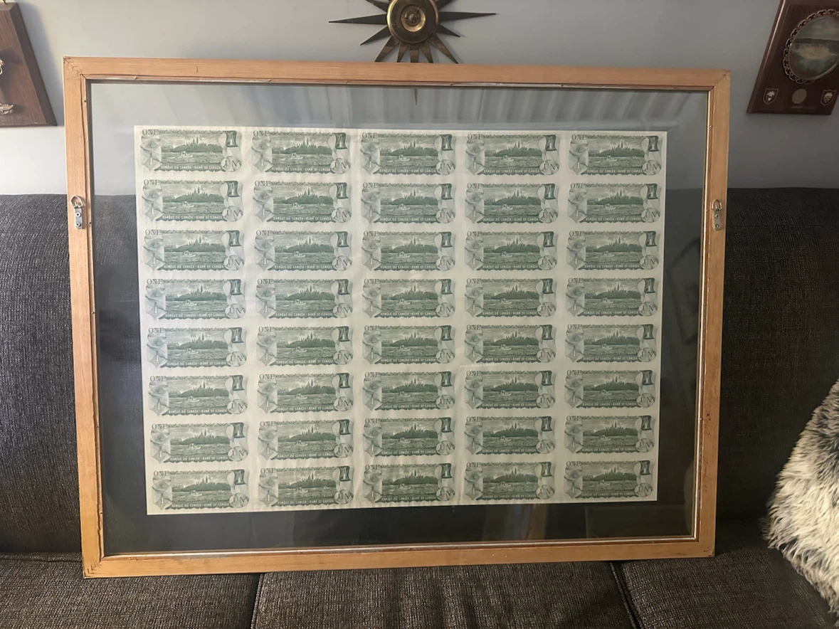 Framed Sheet of Canadian $1 Bills - photo 5