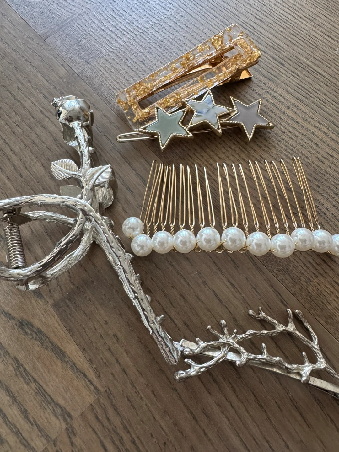 Set of 5 pearl & silver Hair Accessories - photo 2