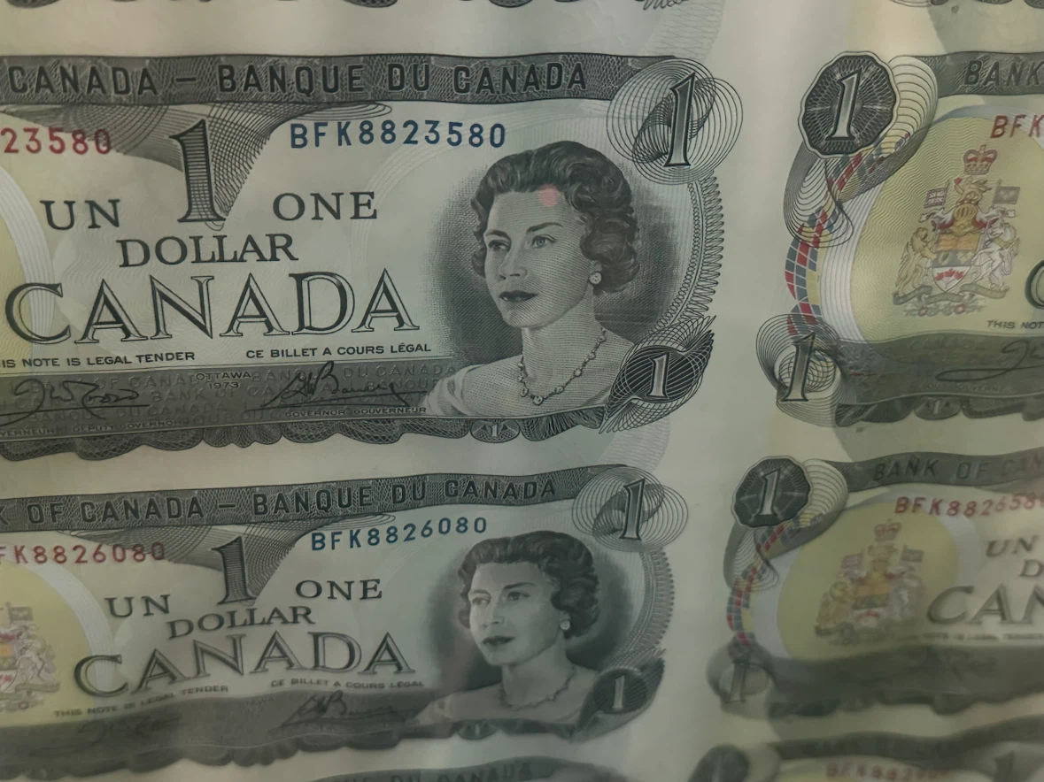 Framed Sheet of Canadian $1 Bills - photo 3