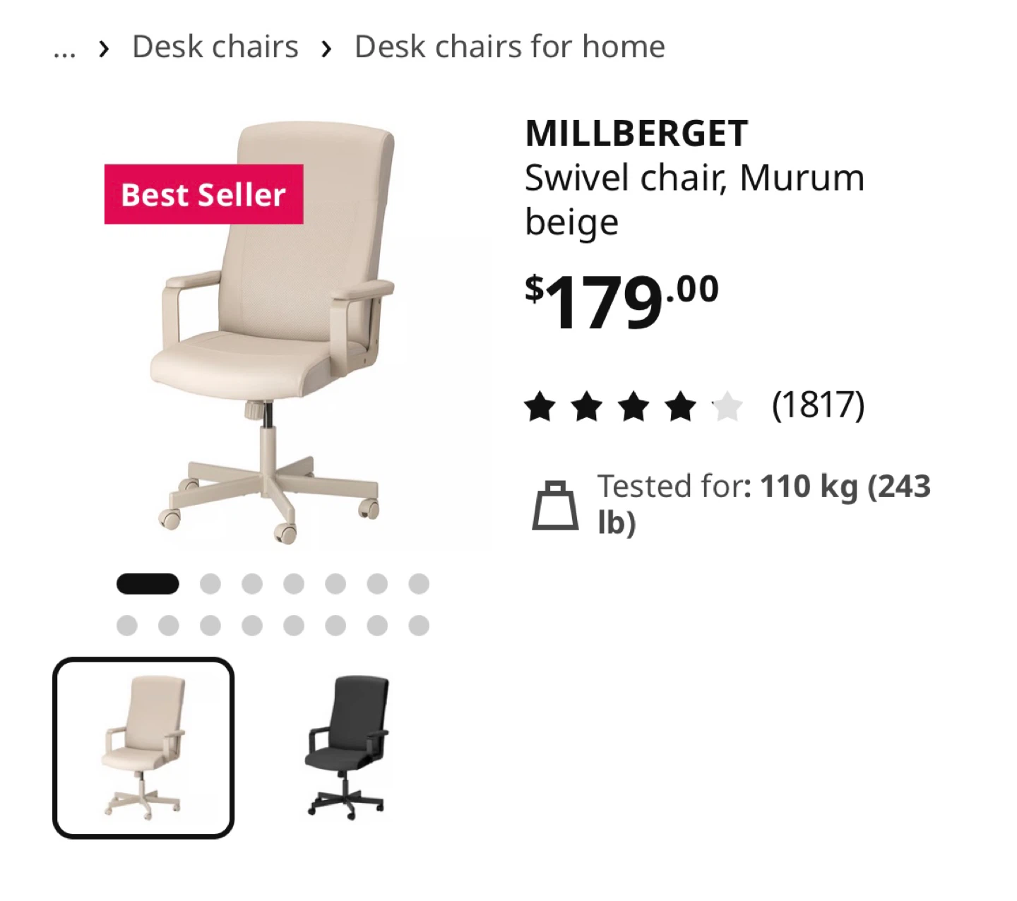 Ikea office chair desk chair - millberget - photo 2