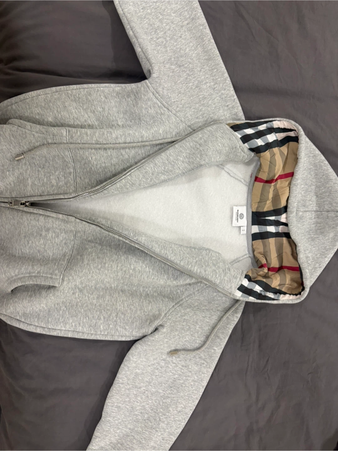 Burberry Grey Zip-Up Hoodie
