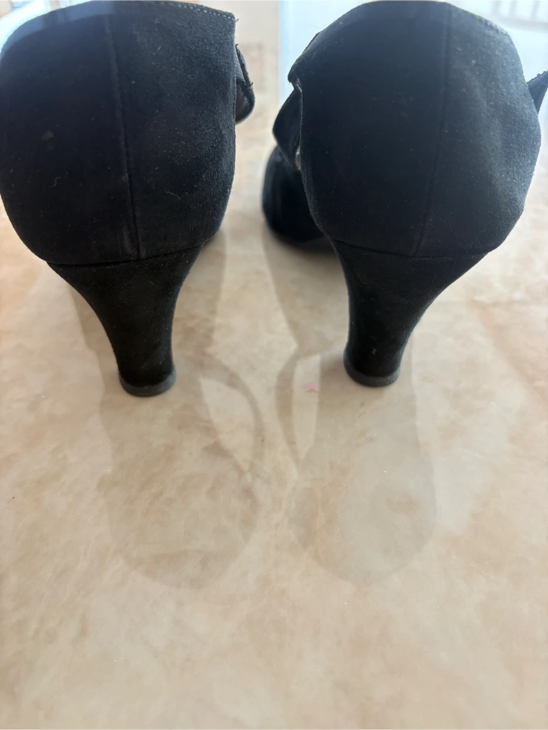 9 1/2 W Comfort Black Heels Suede Texture - photo 4