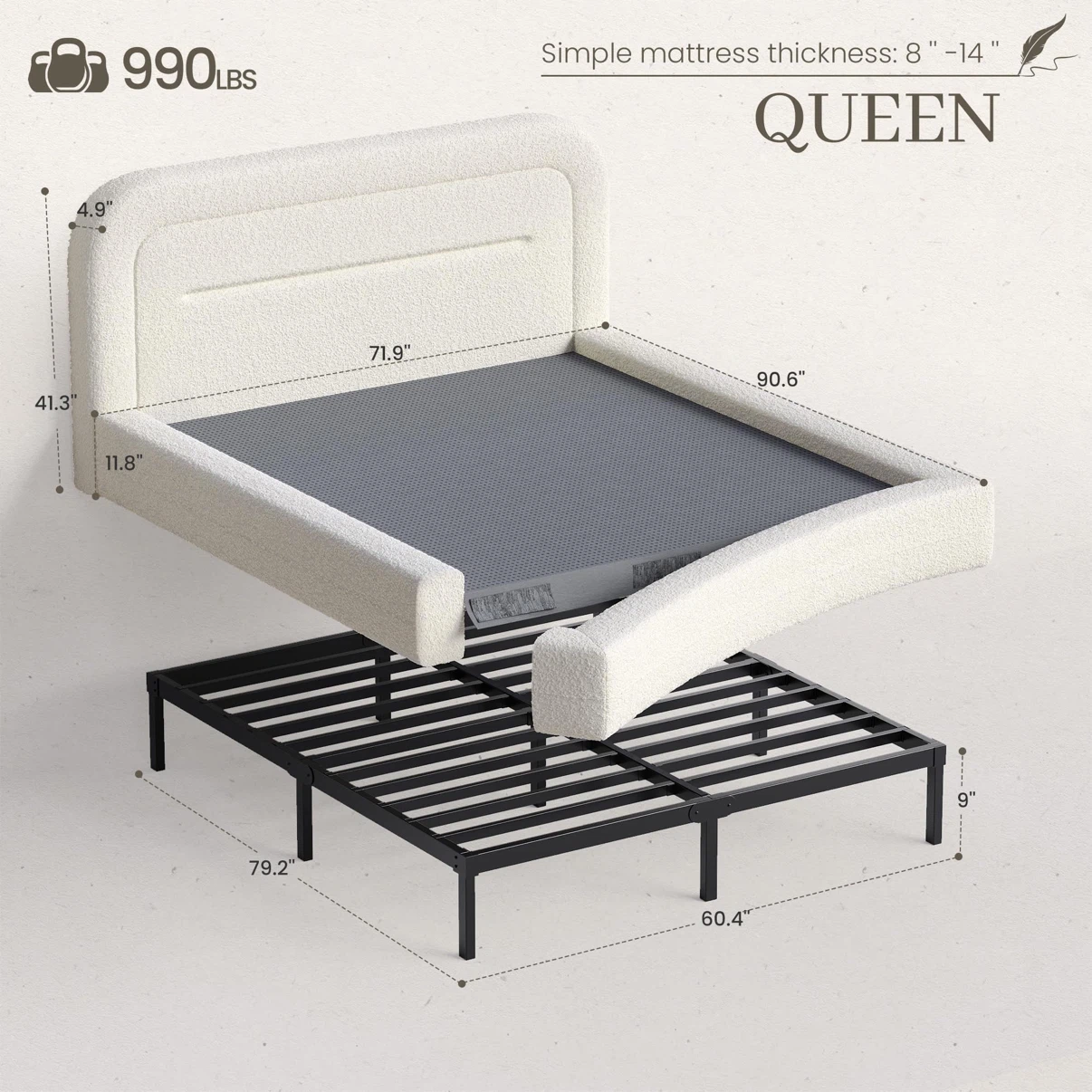 Homkdom Cloud Bed Frame Queen - photo 2