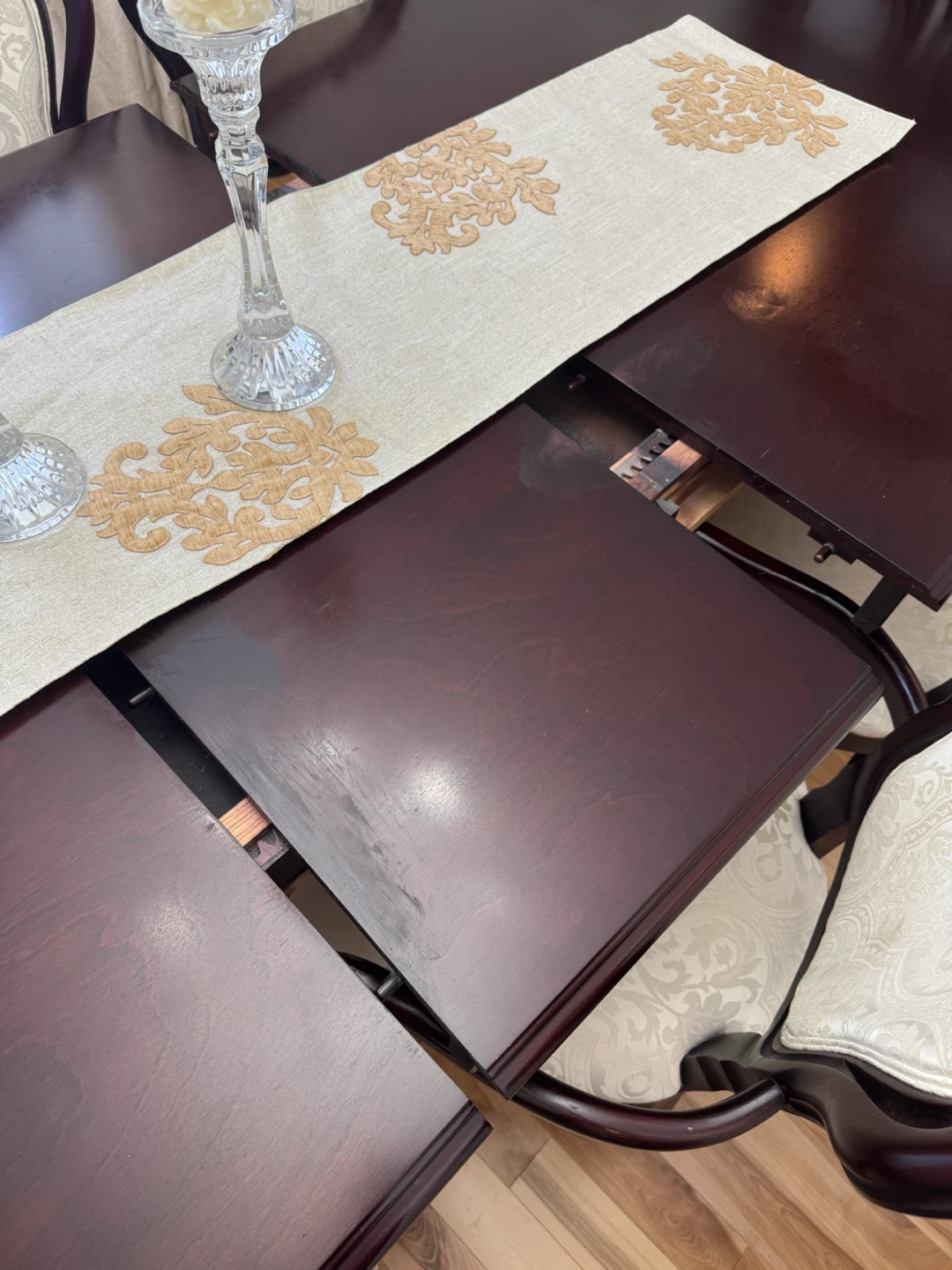 Dark wood dining table with chairs & hutch/cabinet - photo 5