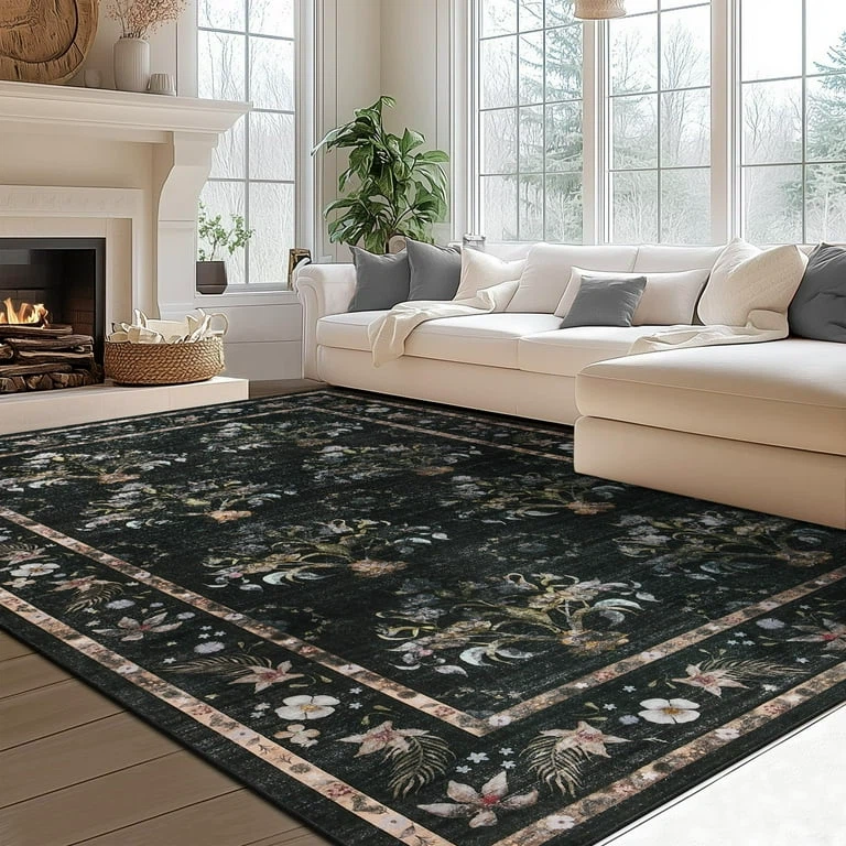 6x9 ‘ Floral pattern machine washable area rug