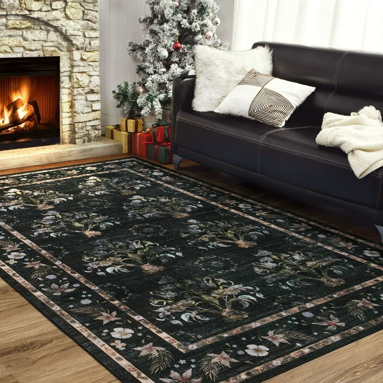 6x9 ‘ Floral pattern machine washable area rug - photo 3