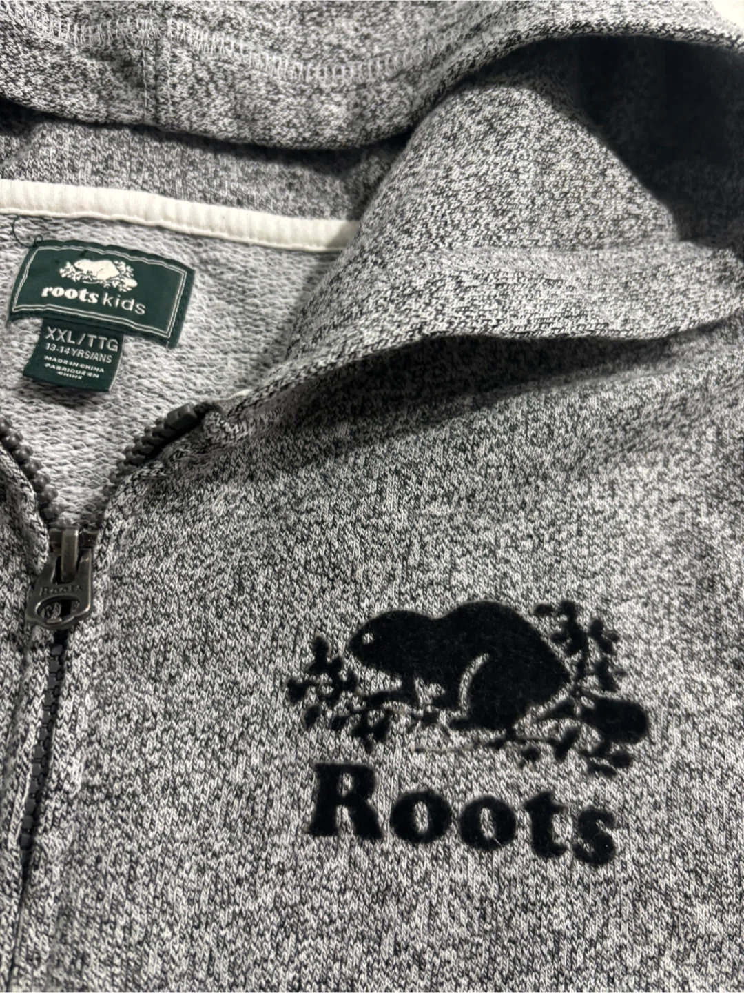 Roots Kids Full-Zip Salt & Pepper Hoodie Size XXL (13-14 Yrs)