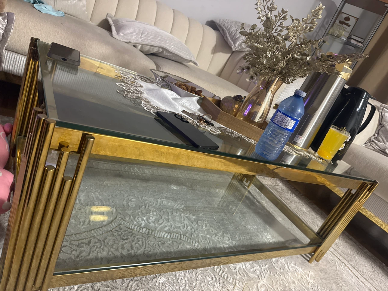 Gold and Glass Coffee Table
