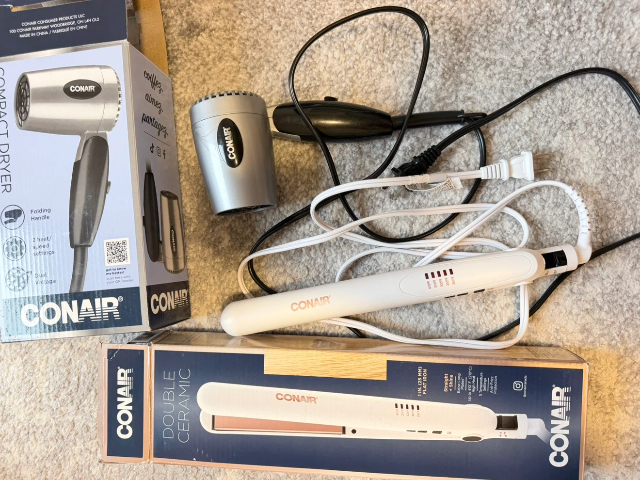 Conair Compact Dryer and Double Ceramic Flat Iron Set