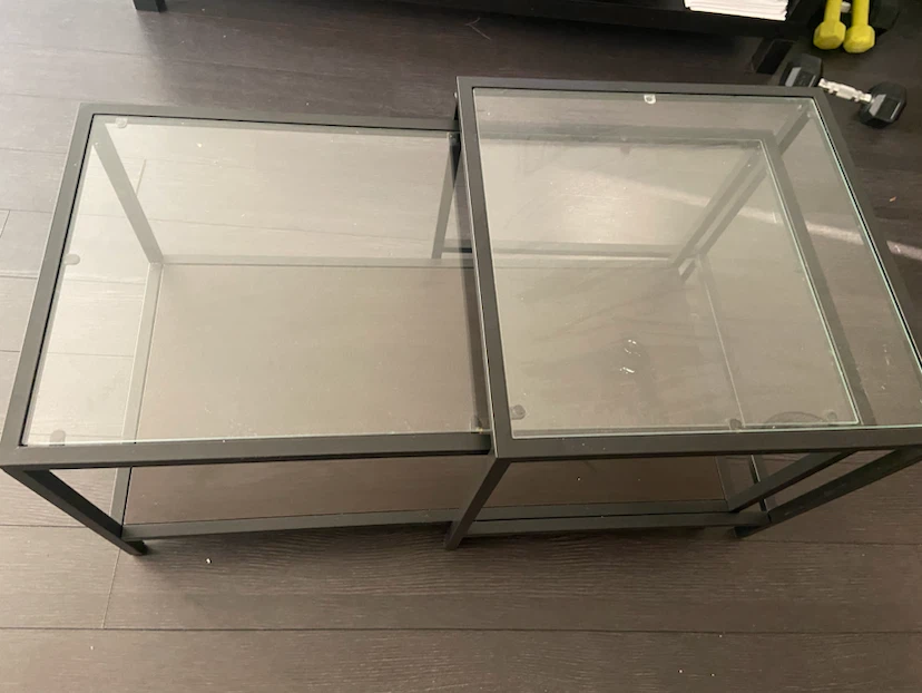 IKEA Coffee Table Glass Top Black Frame