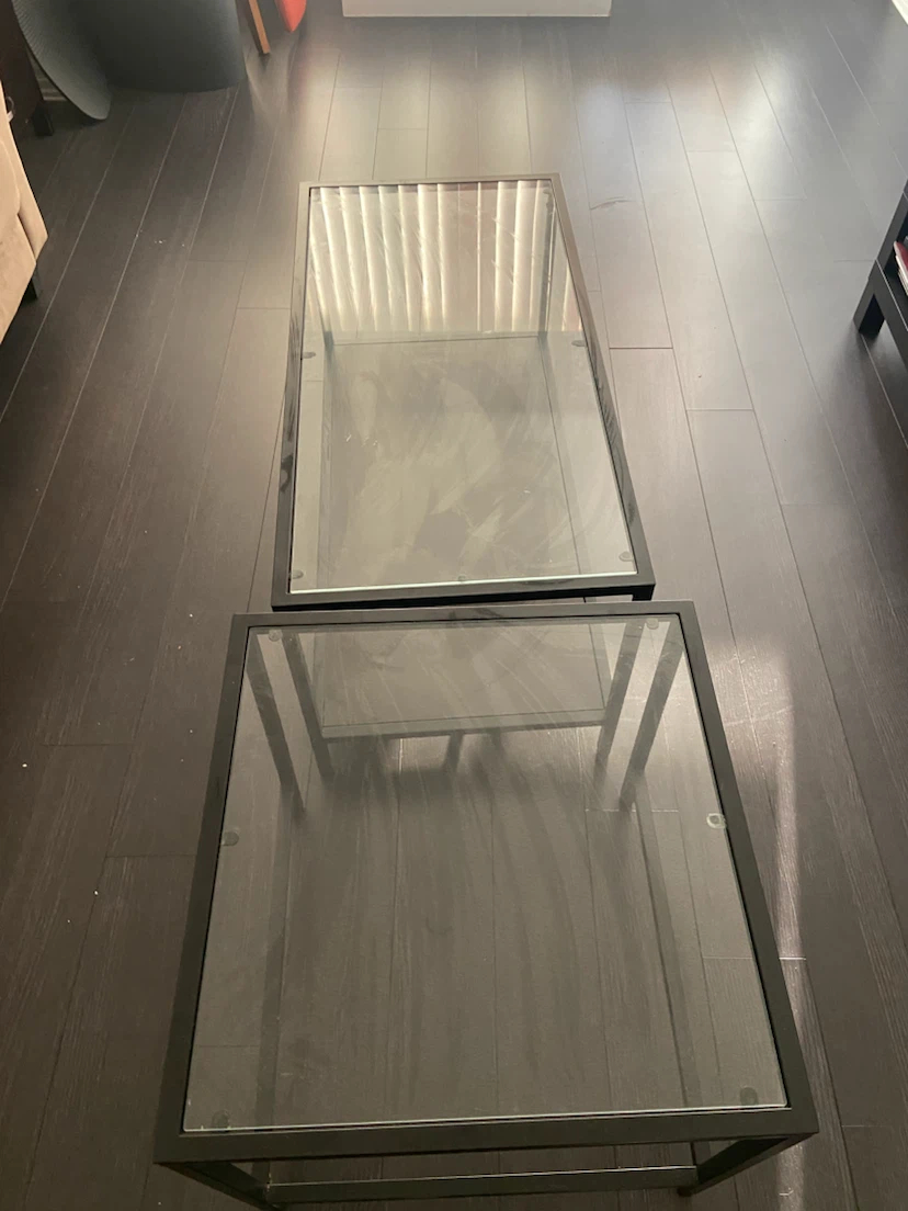 IKEA Coffee Table Glass Top Black Frame - photo 3