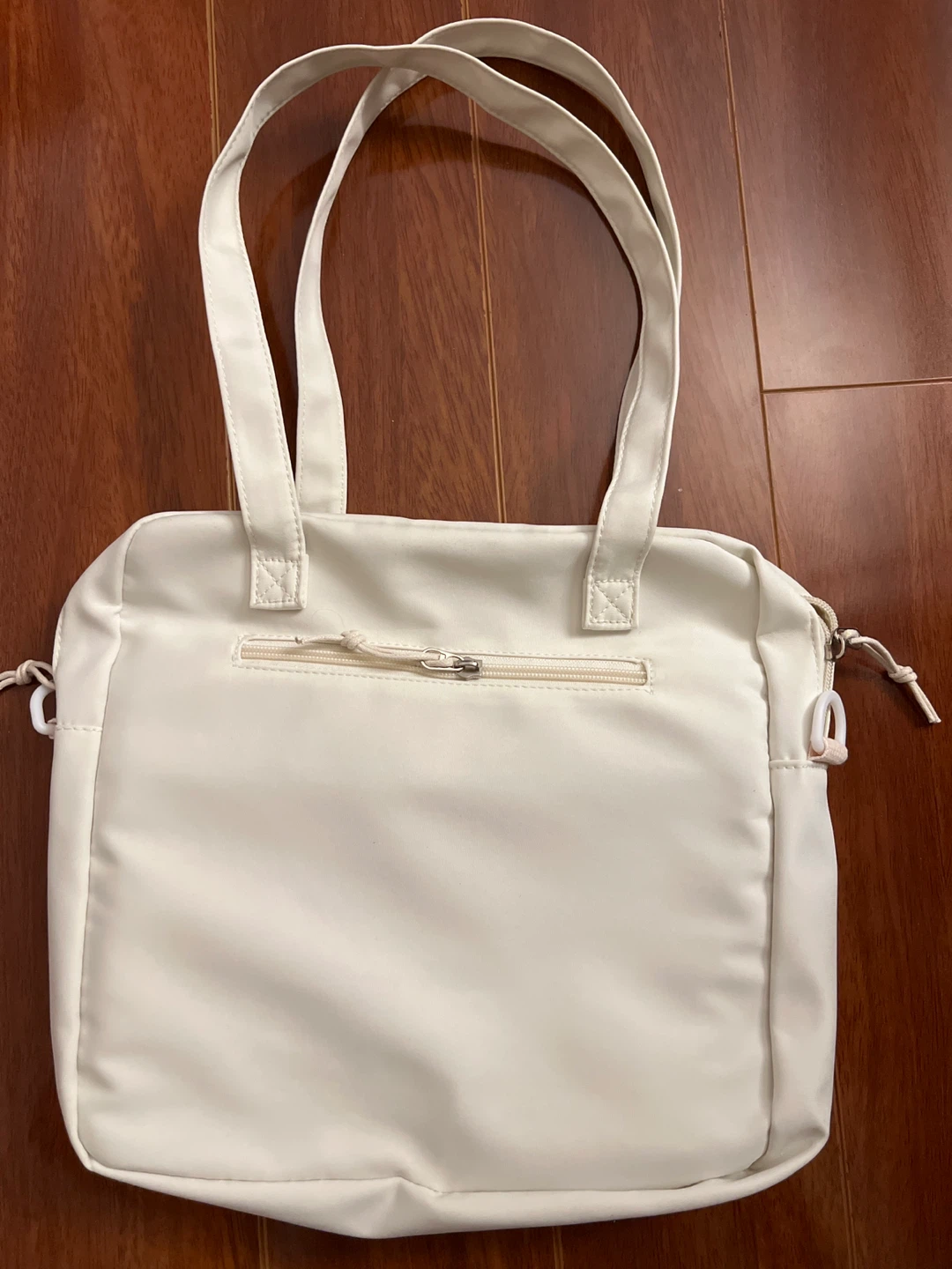 White Tote Bag with Clear Front Pocket - photo 2