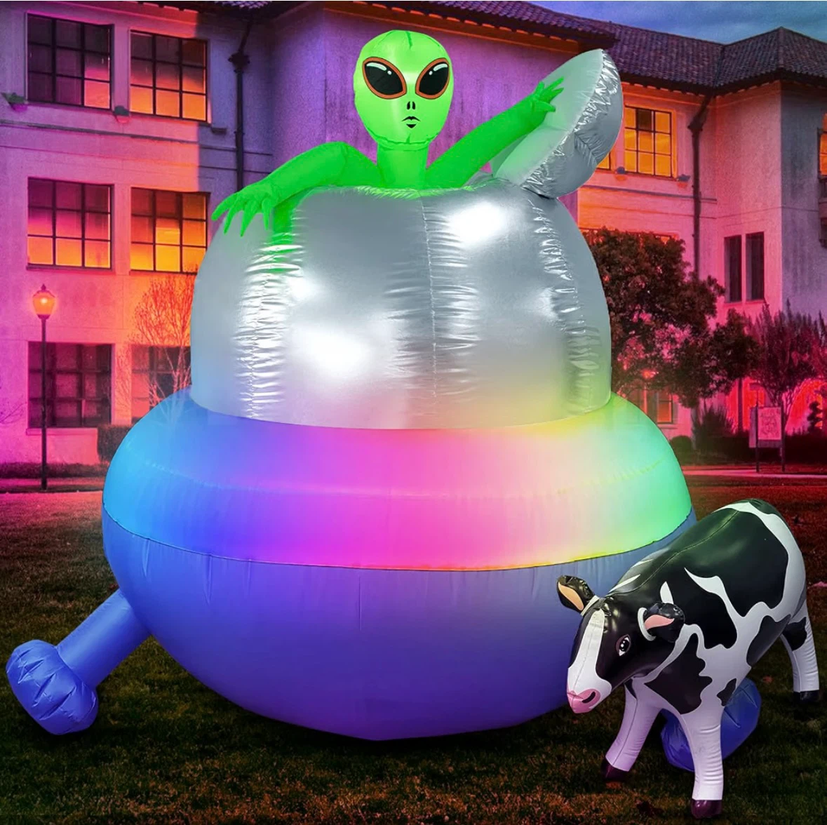 Alien UFO and Cow Inflatable Decor