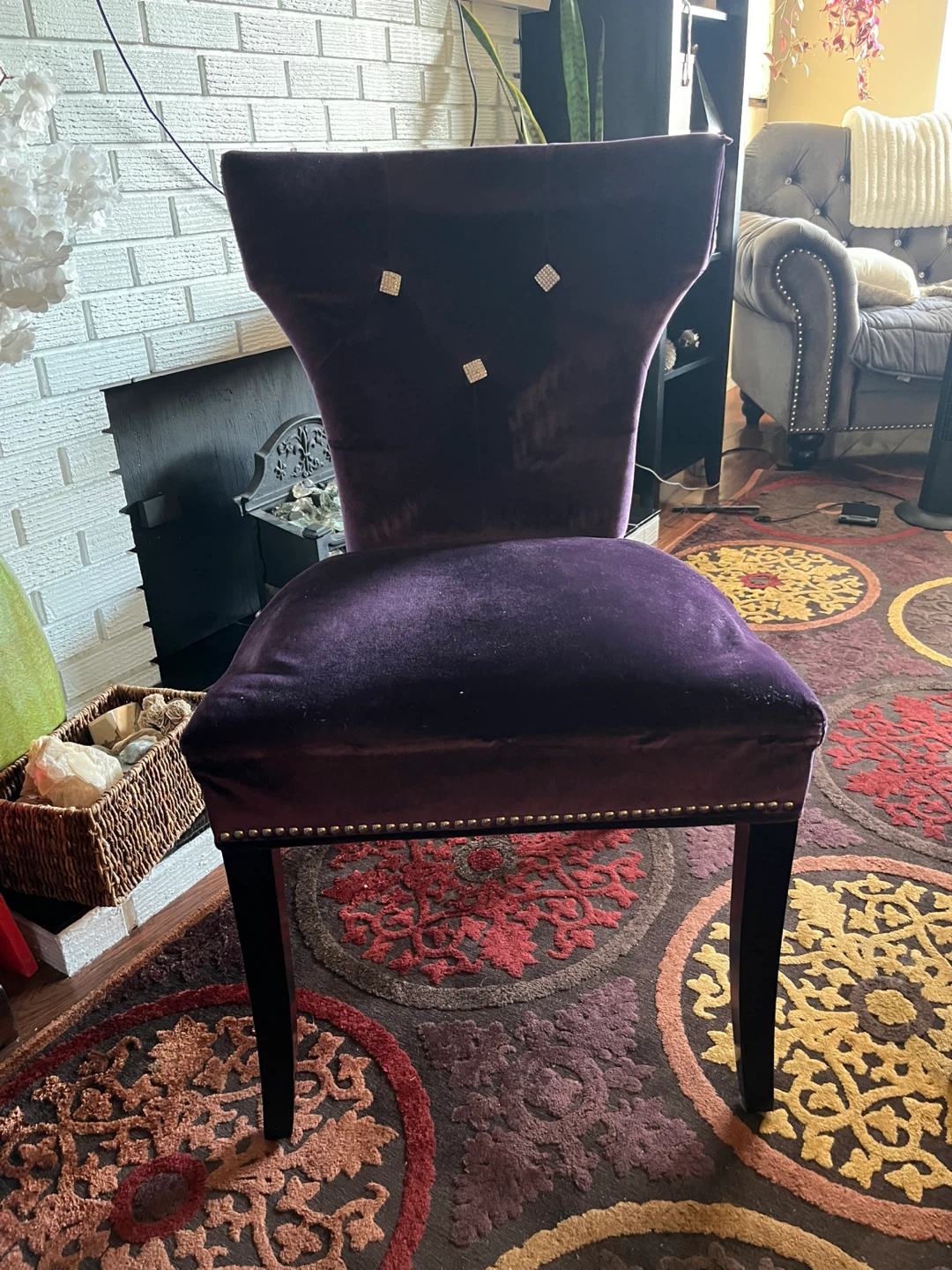 Purple Velvet Accent Chair