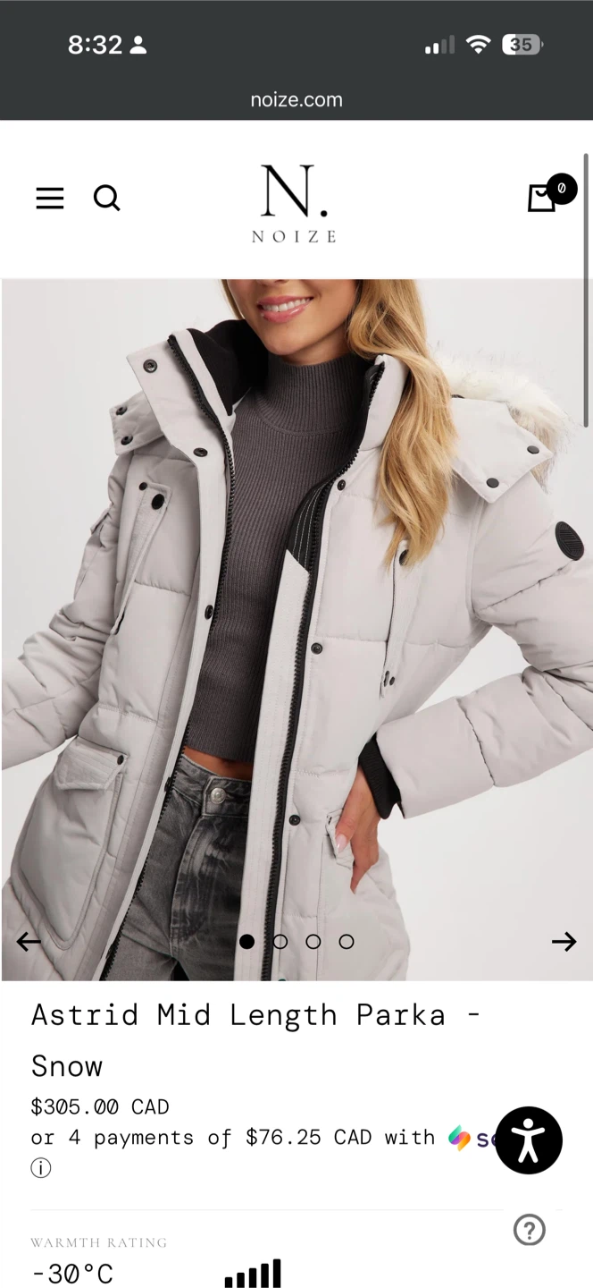 Noize Astrid Mid Length Parka in Snow