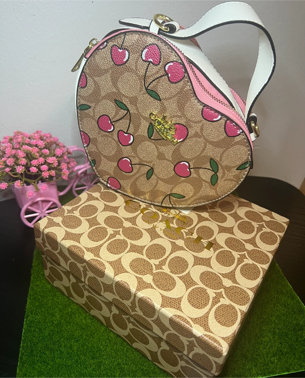 Coach Heart Crossbody Bag with Cherry Print