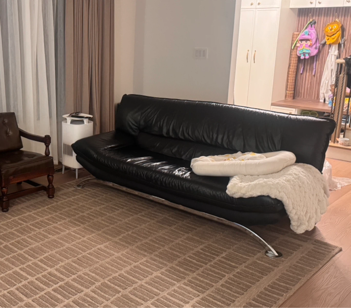 Genuine Leather Sofa with Chrome Legs - photo 2