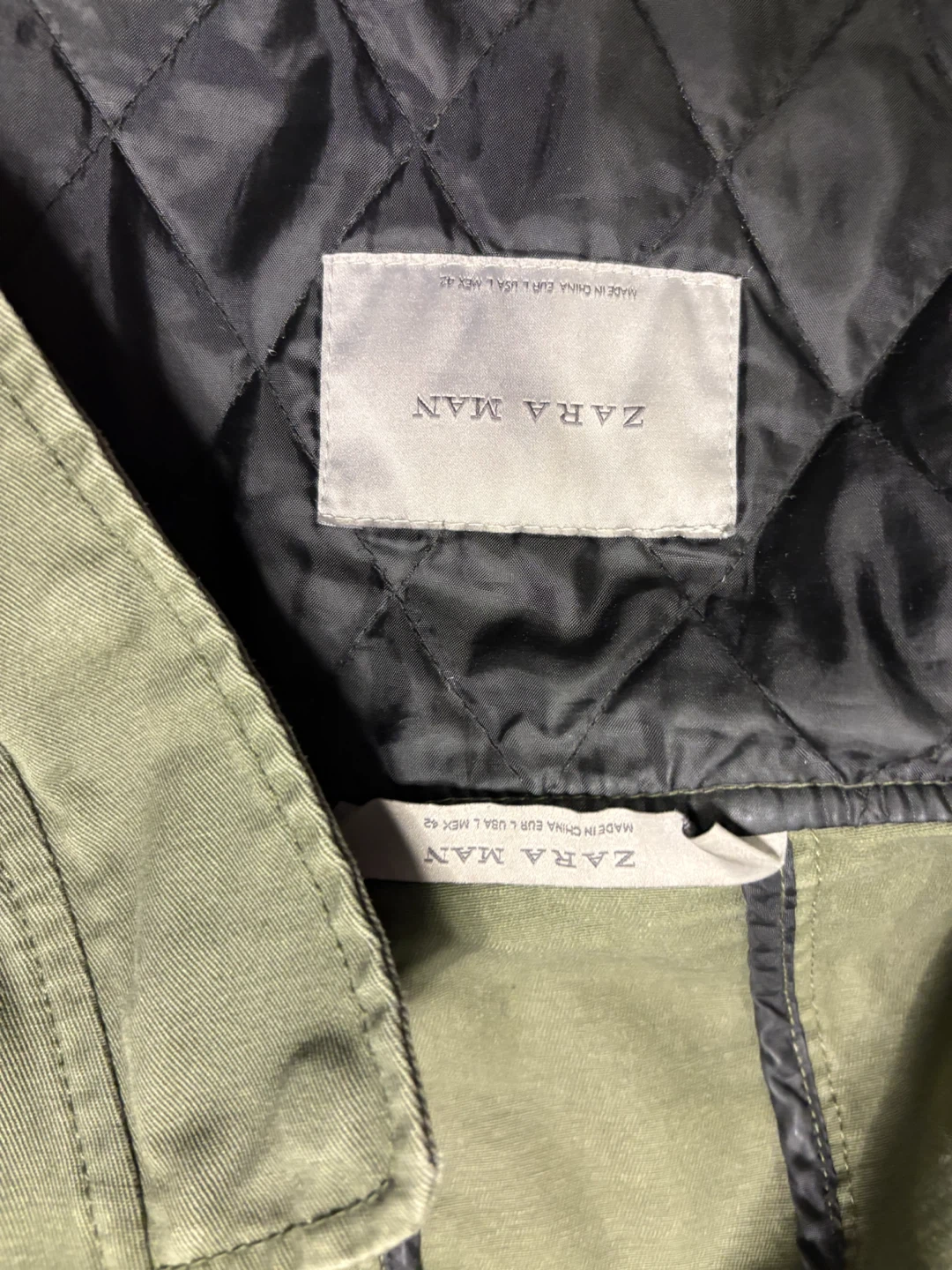 Zara Man Olive Green Hooded Jacket