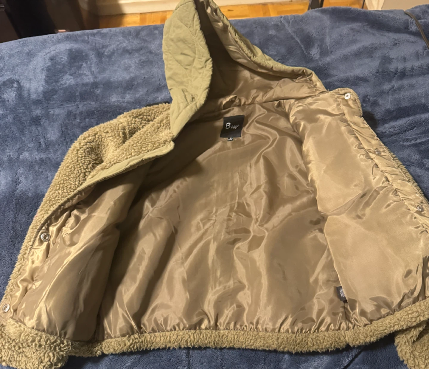 olive green sherpa hooded jacket - photo 2