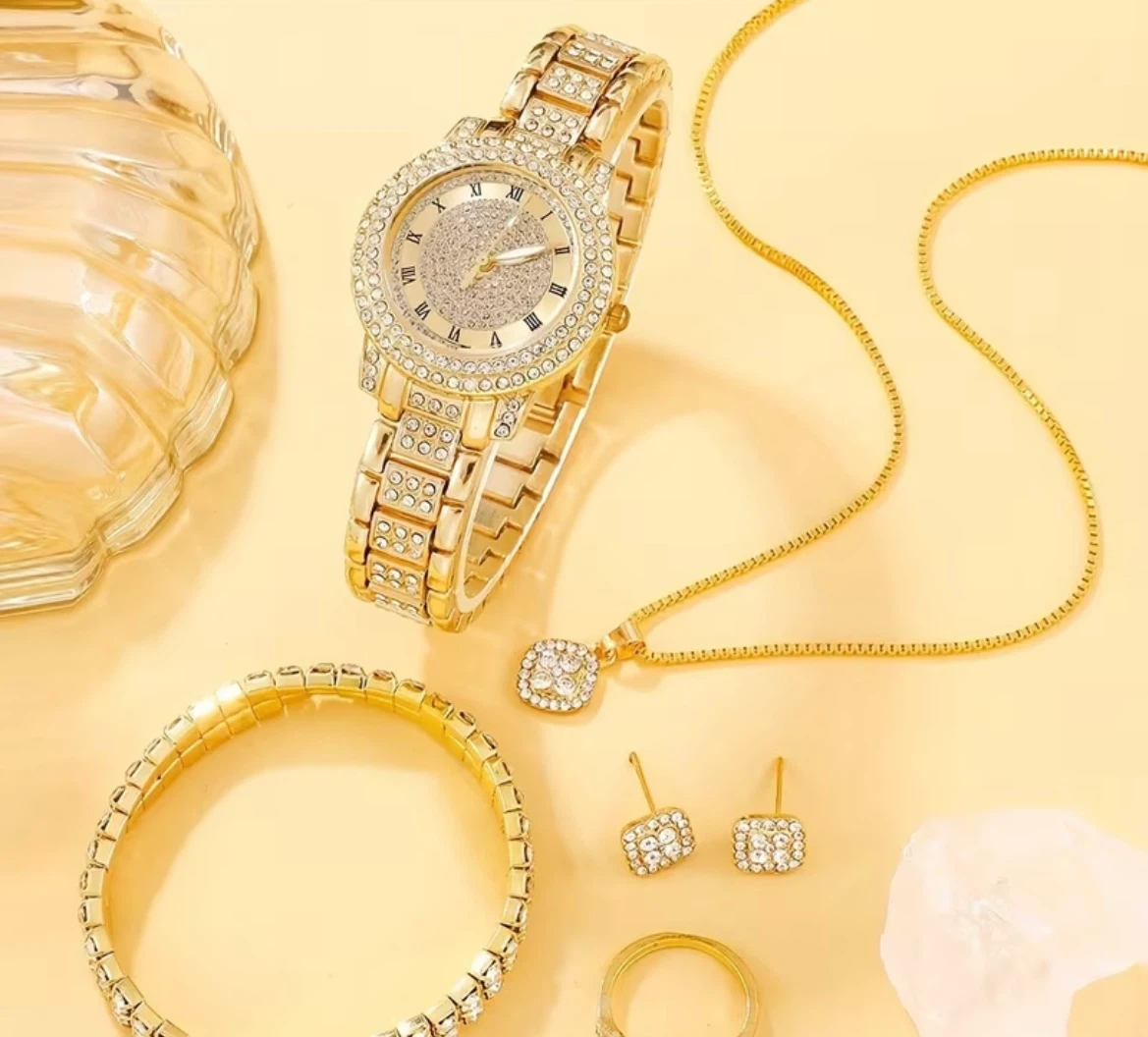 Gold Tone Rhinestone Jewellery Set - photo 3