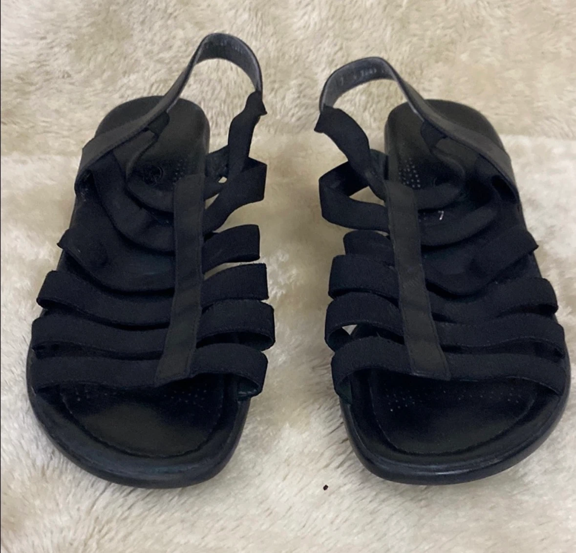 Black Luftpolster Elastic Sandals Size 9 1/2