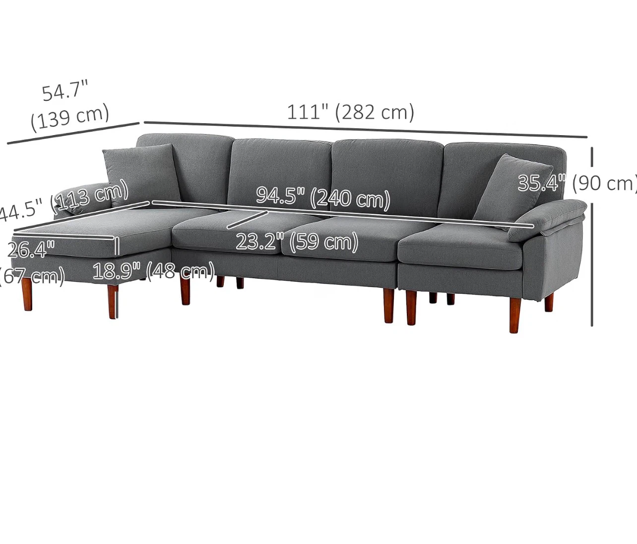 L-Shaped Sectional Sofa – 111” – Reversible Chaise - photo 2