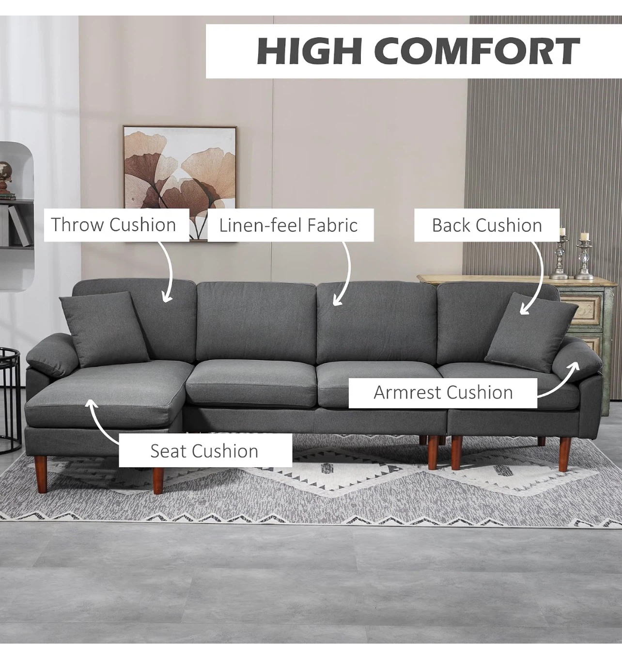 L-Shaped Sectional Sofa – 111” – Reversible Chaise - photo 4