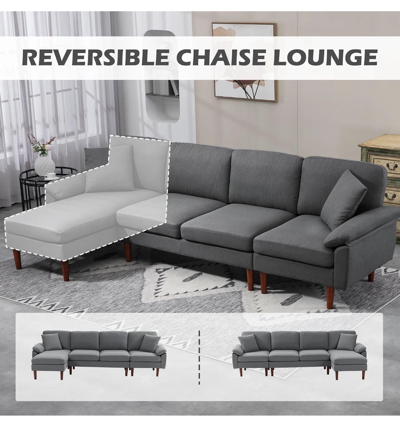 L-Shaped Sectional Sofa – 111” – Reversible Chaise - photo 5