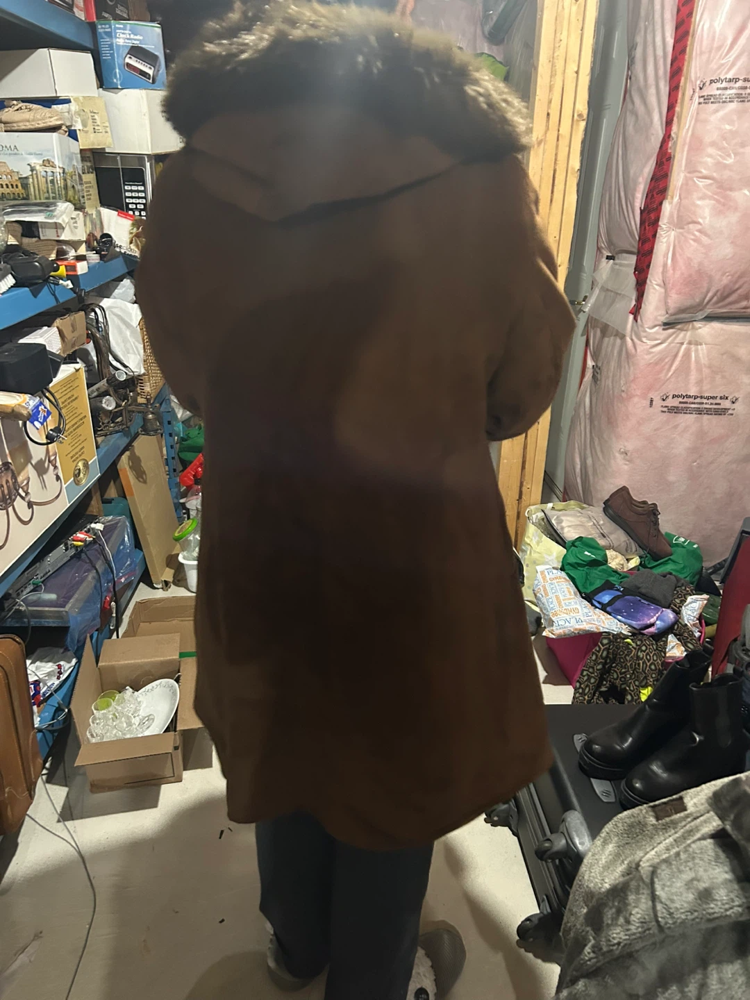 Simon Chang Faux Suede Fur Trim Coat XL - photo 3