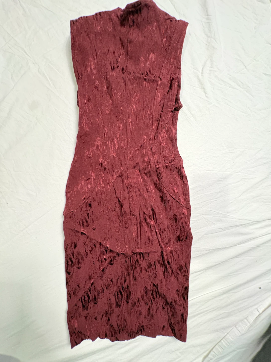 Burgundy Textured Sleeveless Dress