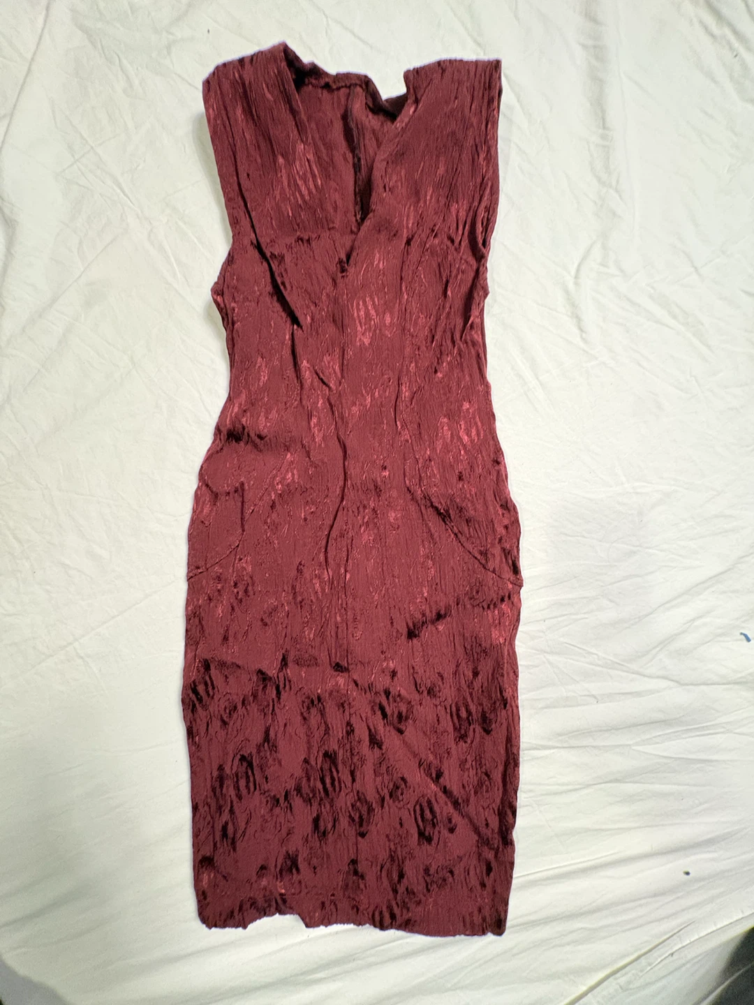 Burgundy Textured Sleeveless Dress - photo 2