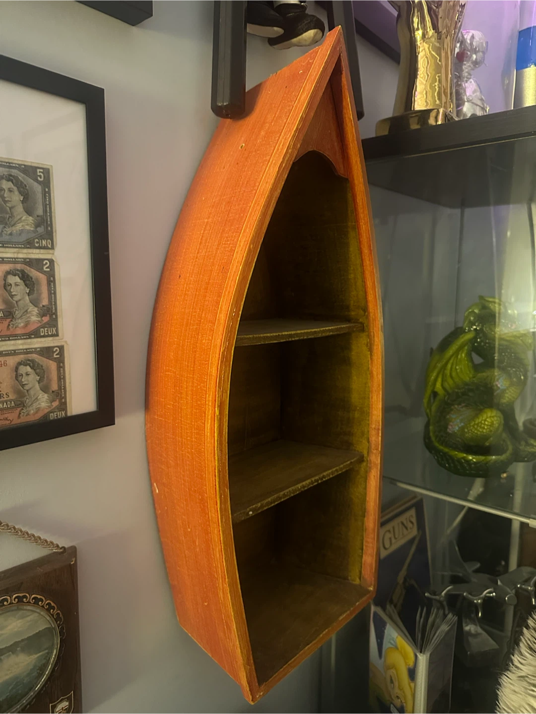 Rustic Wooden Boat Shaped Shelf - photo 3