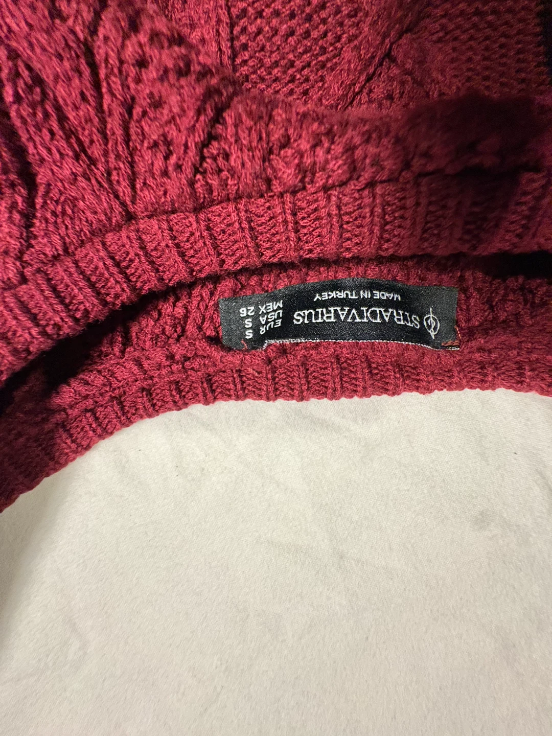 Stradivarius Burgundy Cable Knit Tank Top