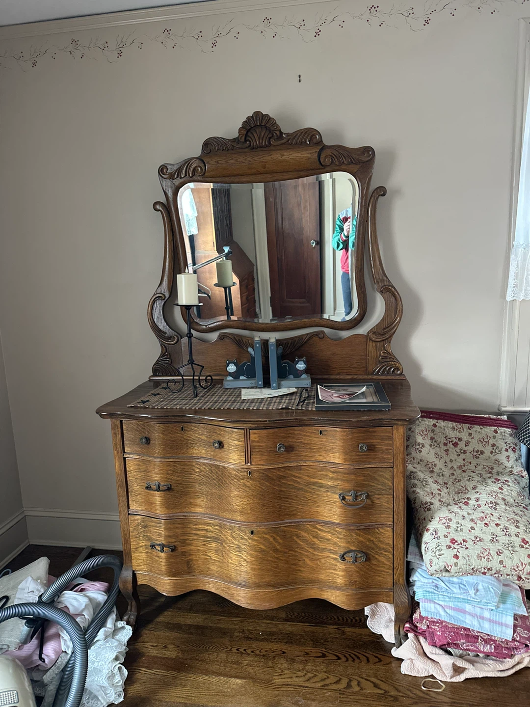 Antique Oak Dresser with Mirror