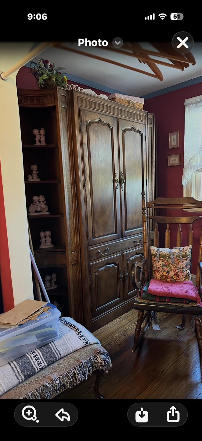 Large Wooden Armoire with Open Shelving - photo 2