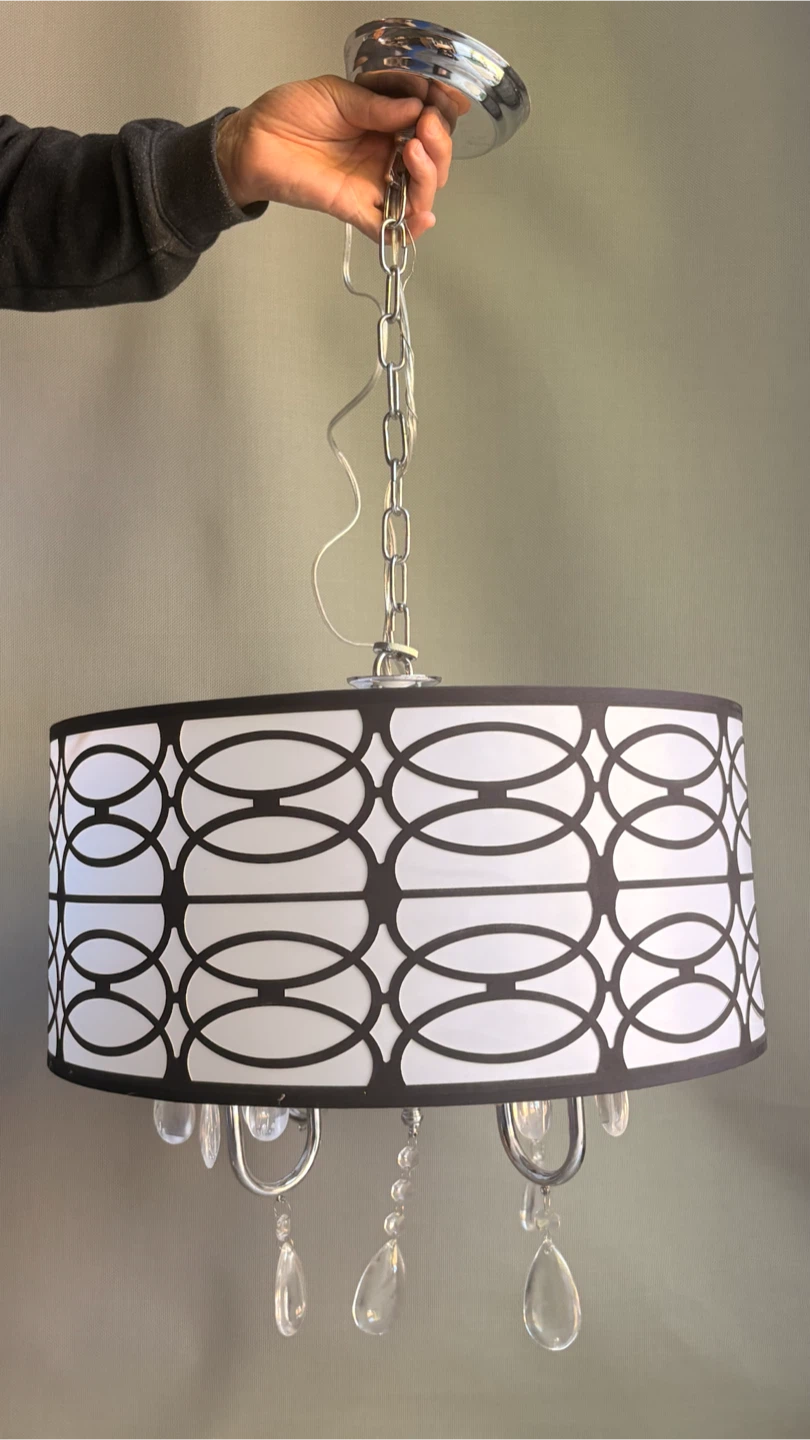Black and White Patterned Drum Chandelier