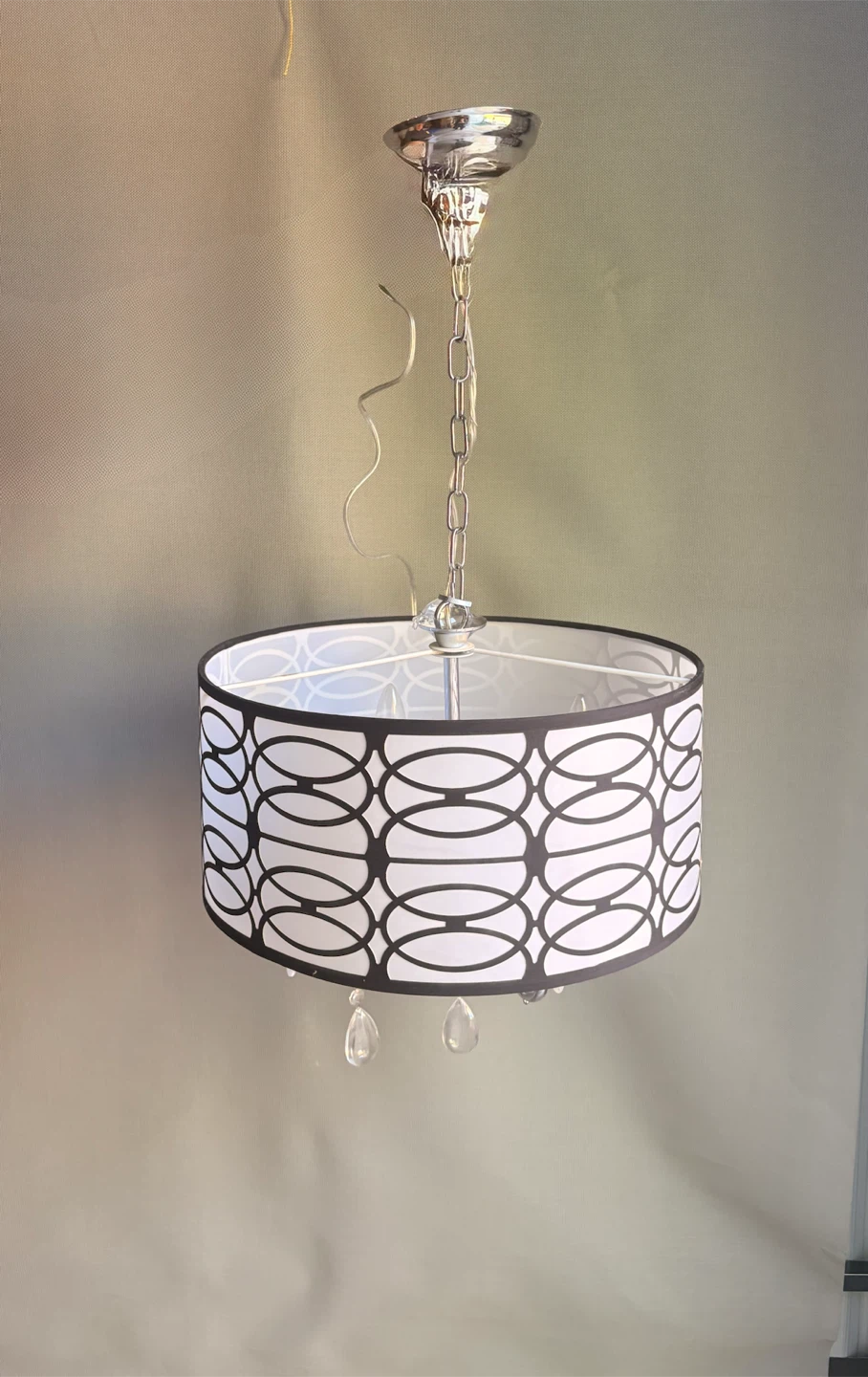 Black and White Patterned Drum Chandelier - photo 2