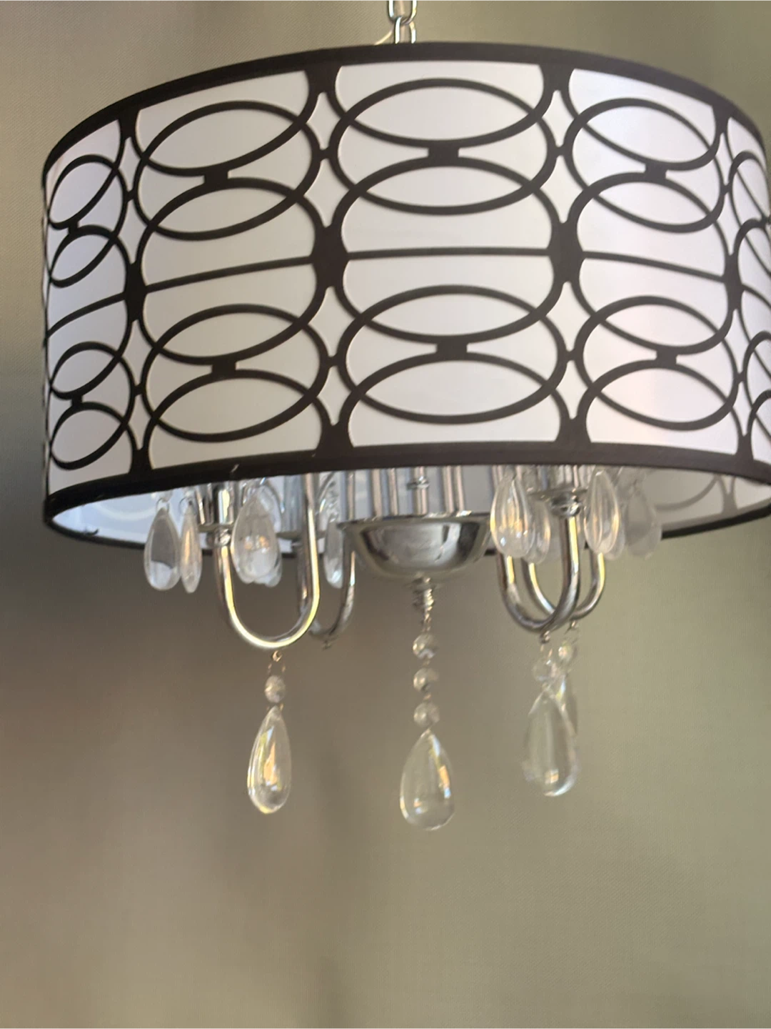 Black and White Patterned Drum Chandelier - photo 3